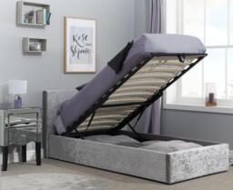 Berlin - Double - Ottoman Storage Bed - Light Grey - Crushed Velvet - Double - Happy Beds - thumbnail 4
