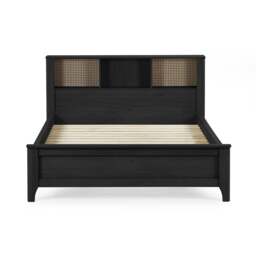 Sydney - Double - Rattan Oak-Effect Bookcase Bed - Black - Wooden - 4ft6 - Happy Beds - thumbnail 5