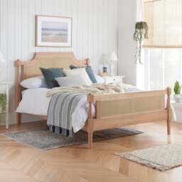 Geneva – Double – French Style Rattan Bed - Oak – Wooden – 4ft6 - Happy Beds - thumbnail 1