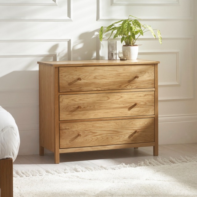Coxmoor – 3-Drawer Chest of Drawers – Oak – Wooden - Happy Beds