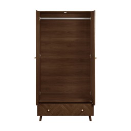 Herringford - 2 Door 1 Drawer Wardrobe - Walnut - Wooden - Happy Beds - thumbnail 7