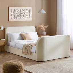 Shelly - Double - TV Bed - Cream - Fabric - 4ft6 - thumbnail 2