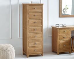 Mallory - 7 Drawer Narrow Chest - Oak - Wood - thumbnail 1
