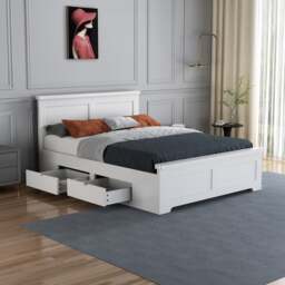 Conway - King-Size - Storage Bed with 4 Drawers - White - Wooden - 5ft - Happy Beds - thumbnail 1