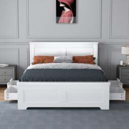 Conway - King-Size - Storage Bed with 4 Drawers - White - Wooden - 5ft - Happy Beds - thumbnail 2
