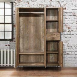 Urban Rustic - 4 Door Wardrobe - Oak/Black - Wooden/Metal - Happy Beds - thumbnail 4