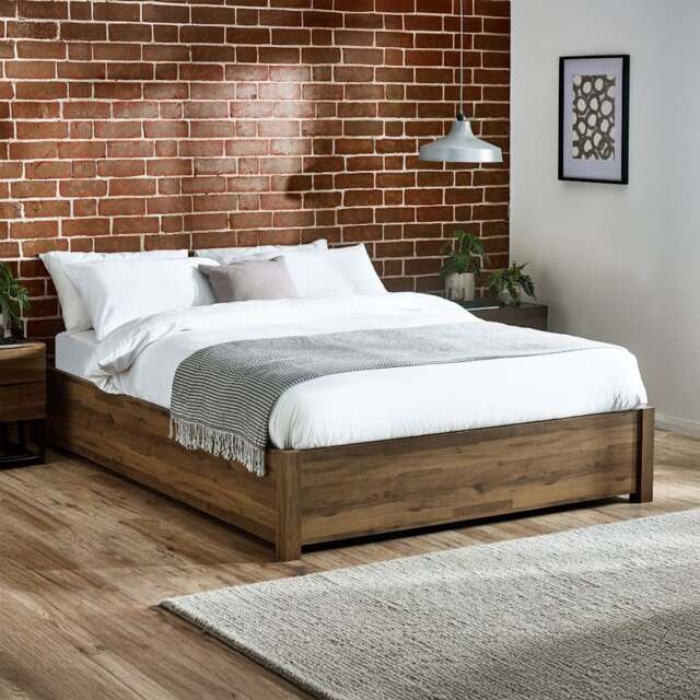 Westbrook – Double – Platform Ottoman Storage Bed – Rustic– Wooden – 4ft6 - Happy Beds - image 1