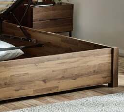 Westbrook – Double – Platform Ottoman Storage Bed – Rustic– Wooden – 4ft6 - Happy Beds - thumbnail 5