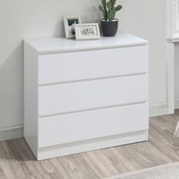 Oslo - 3 Drawer Chest of Drawers - White - Wooden - Happy Beds - thumbnail 2