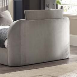 Croft - King Size - TV Bed with Storage Compartment - Light Grey - Velvet - 5ft - Happy Beds - thumbnail 6
