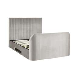 Croft - King Size - TV Bed with Storage Compartment - Light Grey - Velvet - 5ft - Happy Beds - thumbnail 7