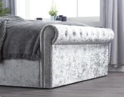 Sienna - King Size - Ottoman Bed - Light Grey - Crushed Velvet - 5ft - Happy Beds - thumbnail 4