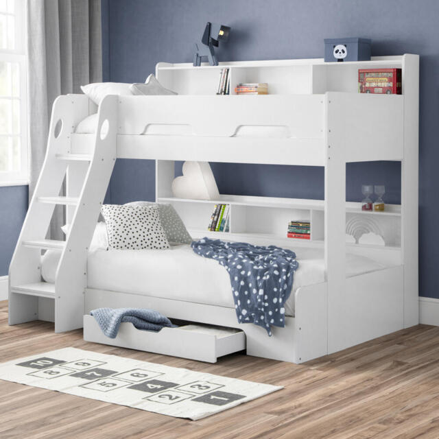 Orion - Kids Triple Sleeper Bed - Storage - White - Wood - 3ft and 4ft - Happy Beds - image 1