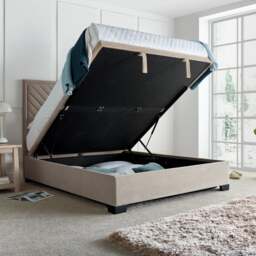 Watson - Super King Size - Ottoman Bed Frame - Warm Stone - Fabric 6FT - Happy Beds - thumbnail 4
