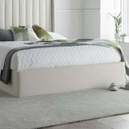 Harper - King Size - Winged Ottoman Storage Bed - Natural - Fabric - 5ft - Happy Beds - thumbnail 5