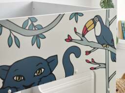 Safari - Single - Wooden Bunk Bed with Animal Graphics - White - Wooden - 3ft - Happy Beds - thumbnail 4