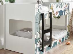 Safari - Single - Wooden Bunk Bed with Animal Graphics - White - Wooden - 3ft - Happy Beds - thumbnail 2