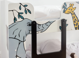 Safari - Single - Wooden Bunk Bed with Animal Graphics - White - Wooden - 3ft - Happy Beds - thumbnail 5