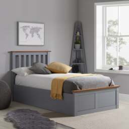 Phoenix - Single - Stone Grey Wooden Ottoman Storage Bed Frame - Slatted Headboard - 3ft - Happy Beds - thumbnail 3