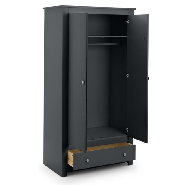 Radley - 2 Door Combination Wardrobe - Grey - Wooden - Happy Beds - image 1