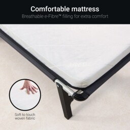 Jay-Be – Single - Hideaway Folding Bed with Rebound e-Fibre Mattress – White/Black – Metal/Fabric – 3ft - thumbnail 7