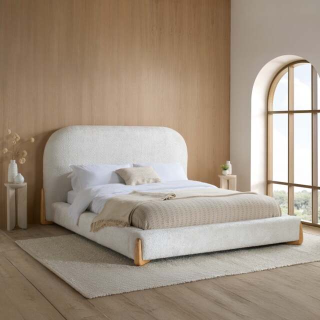 Amalfi - King Size - Low Footend Bed - White - Fabric - 5ft - image 1