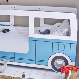 Campervan - Single - Themed Kids Bed - Light Blue/White - Wooden - 3ft - Happy Beds - thumbnail 5