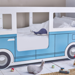 Campervan - Single - Themed Kids Bed - Light Blue/White - Wooden - 3ft - Happy Beds - thumbnail 4