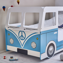 Campervan - Single - Themed Kids Bed - Light Blue/White - Wooden - 3ft - Happy Beds - thumbnail 2