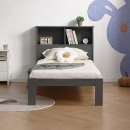 Easton - Single - Bookcase Bed - Grey - Wooden - 3ft - Happy Beds - thumbnail 1