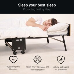 Jay-Be – Single - Rollaway Folding Bed with Memory Mattress – White/Black – Metal/Fabric – 3ft - thumbnail 8