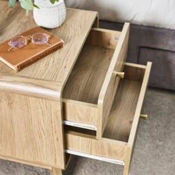 Ingrid - 2 Drawer Bedside Table - Light Oak - Wooden - Happy Beds - thumbnail 4
