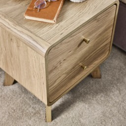 Ingrid - 2 Drawer Bedside Table - Light Oak - Wooden - Happy Beds - thumbnail 3