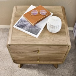 Ingrid - 2 Drawer Bedside Table - Light Oak - Wooden - Happy Beds - thumbnail 2