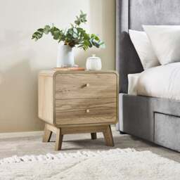 Ingrid - 2 Drawer Bedside Table - Light Oak - Wooden - Happy Beds
