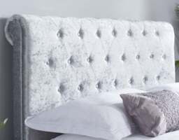 Sienna - Small Double - Ottoman Bed - Light Grey - Crushed Velvet - 4ft - Happy Beds - thumbnail 3