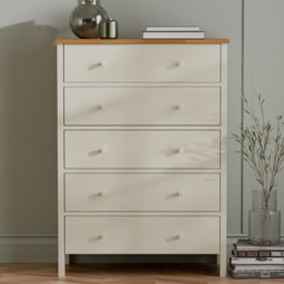 Coxmoor 5-Drawer Chest of Drawers - Oak - Wooden - Happy Beds - thumbnail 1