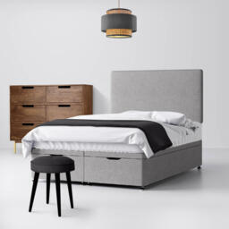 Single - Divan Bed and Cornell Plain Headboard - Light Grey - Fabric - 3ft - Happy Beds - thumbnail 5