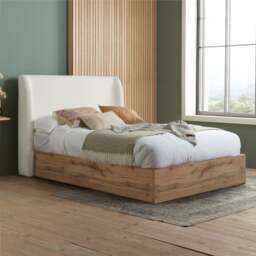 Halfden - King Size - Boucle Winged Ottoman Storage Bed - White - Boucle Fabric - 5ft - thumbnail 1