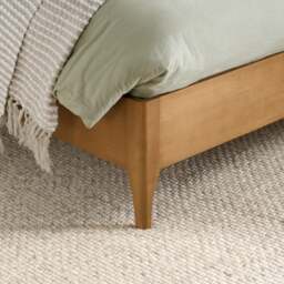 Hatti - Double - Low Foot-End Bed - White/Natural - Faux Fur/Wooden - 4ft6 - thumbnail 6