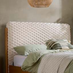 Hatti - Double - Low Foot-End Bed - White/Natural - Faux Fur/Wooden - 4ft6 - thumbnail 3