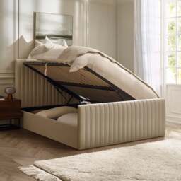 Tiana - Super King Size - Ottoman Storage Bed - Natural - Fabric - 6ft - thumbnail 2