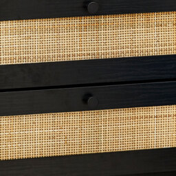 Padstow - 2 Drawer Bedside Table - Black - Wooden/Rattan - Happy Beds - thumbnail 5