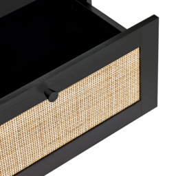 Padstow - 2 Drawer Bedside Table - Black - Wooden/Rattan - Happy Beds - thumbnail 6