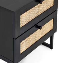 Padstow - 2 Drawer Bedside Table - Black - Wooden/Rattan - Happy Beds - thumbnail 7