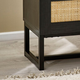 Padstow - 2 Drawer Bedside Table - Black - Wooden/Rattan - Happy Beds - thumbnail 4