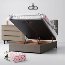 Small Double - Divan Bed and Cornell Lined Headboard - Grey - Fabric - 4ft - Happy Beds - thumbnail 5