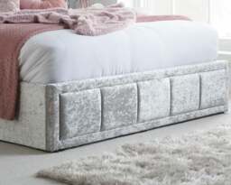 Hannover - Small Double - Ottoman Bed - Light Grey - Velvet - 4ft - Happy Beds - thumbnail 4