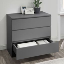 Oslo - 3 Drawer Chest of Drawers - Grey - Wooden - Happy Beds - thumbnail 1
