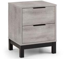 Bali – 2-Drawer Bedside Table – Grey Oak – Wooden - Happy Beds